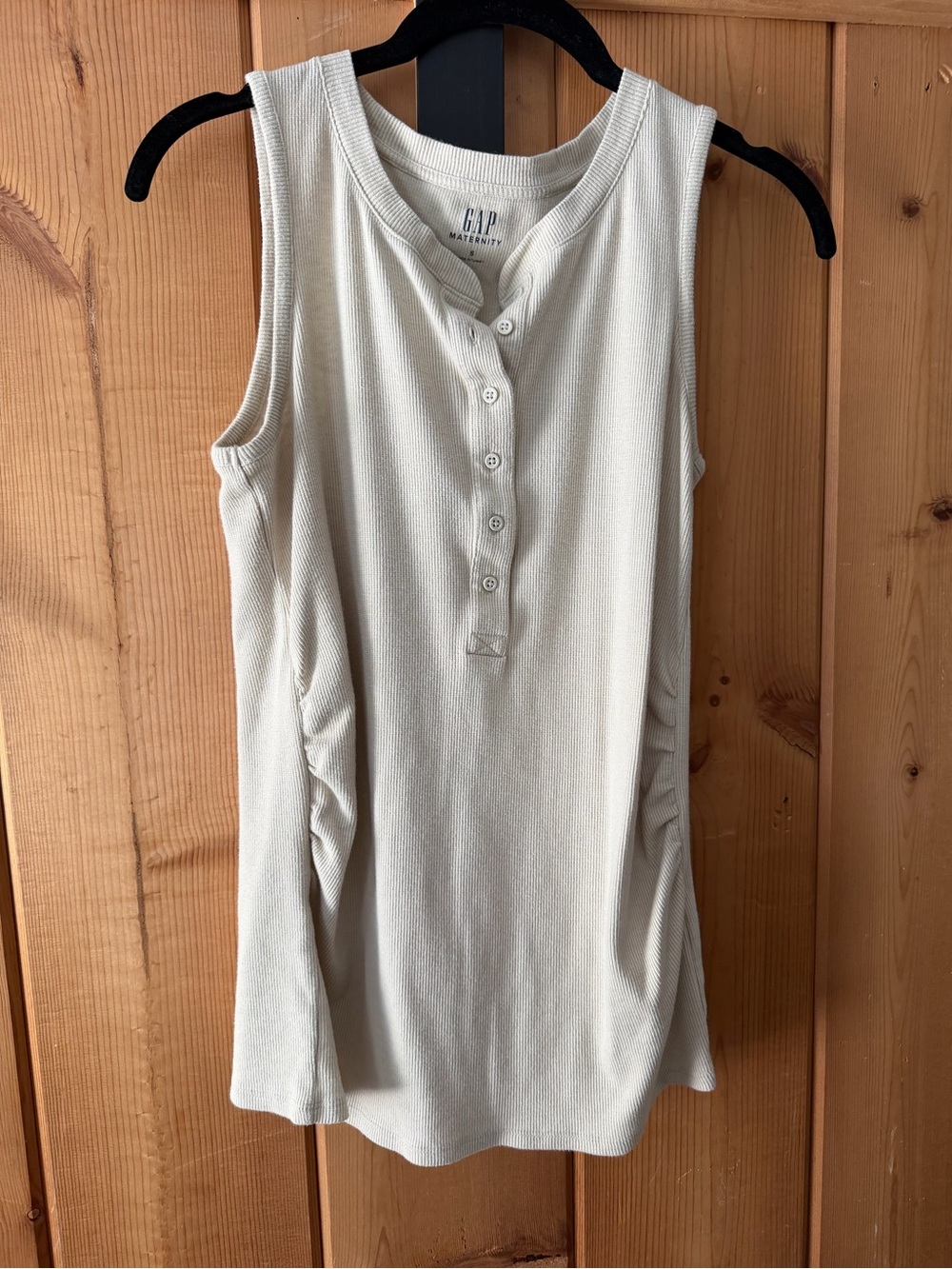 GAP Cream Ribbed Button-Front Tank Top - Picture 2 of 2